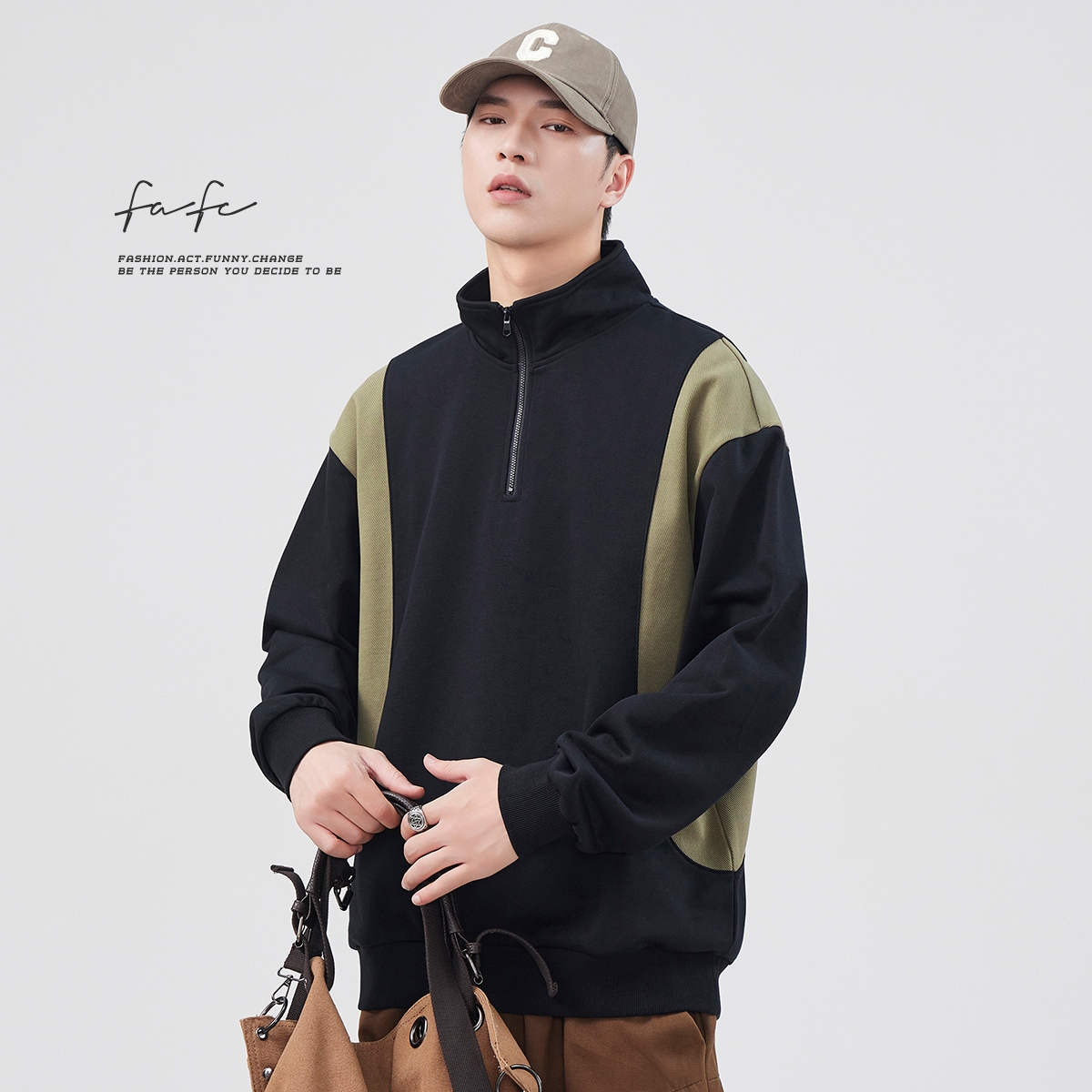 FAFC重磅320G立领半拉链卫衣