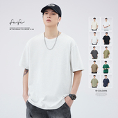300g三本针夏季 重磅精梳纯棉短袖 T恤男款 FAFC 宽松纯色白色打底衫