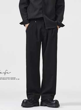 FAFC秋季新款重磅高级感西裤男潮流宽松直筒垂坠感阔腿休闲长裤子