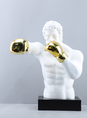 轻奢抽象树脂拳击手人物装饰摆件