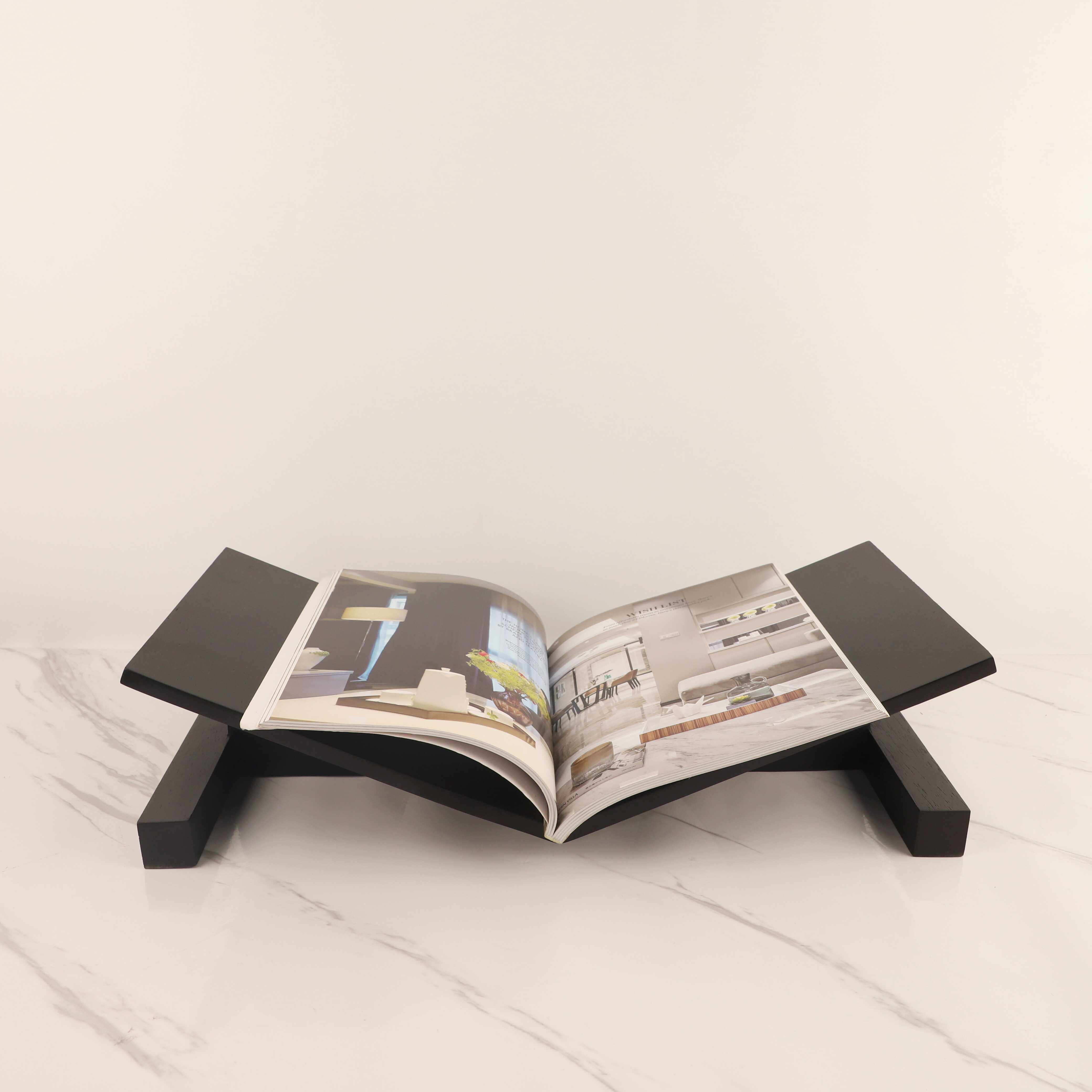 创意黑色实木书架杂志架桌面摆件