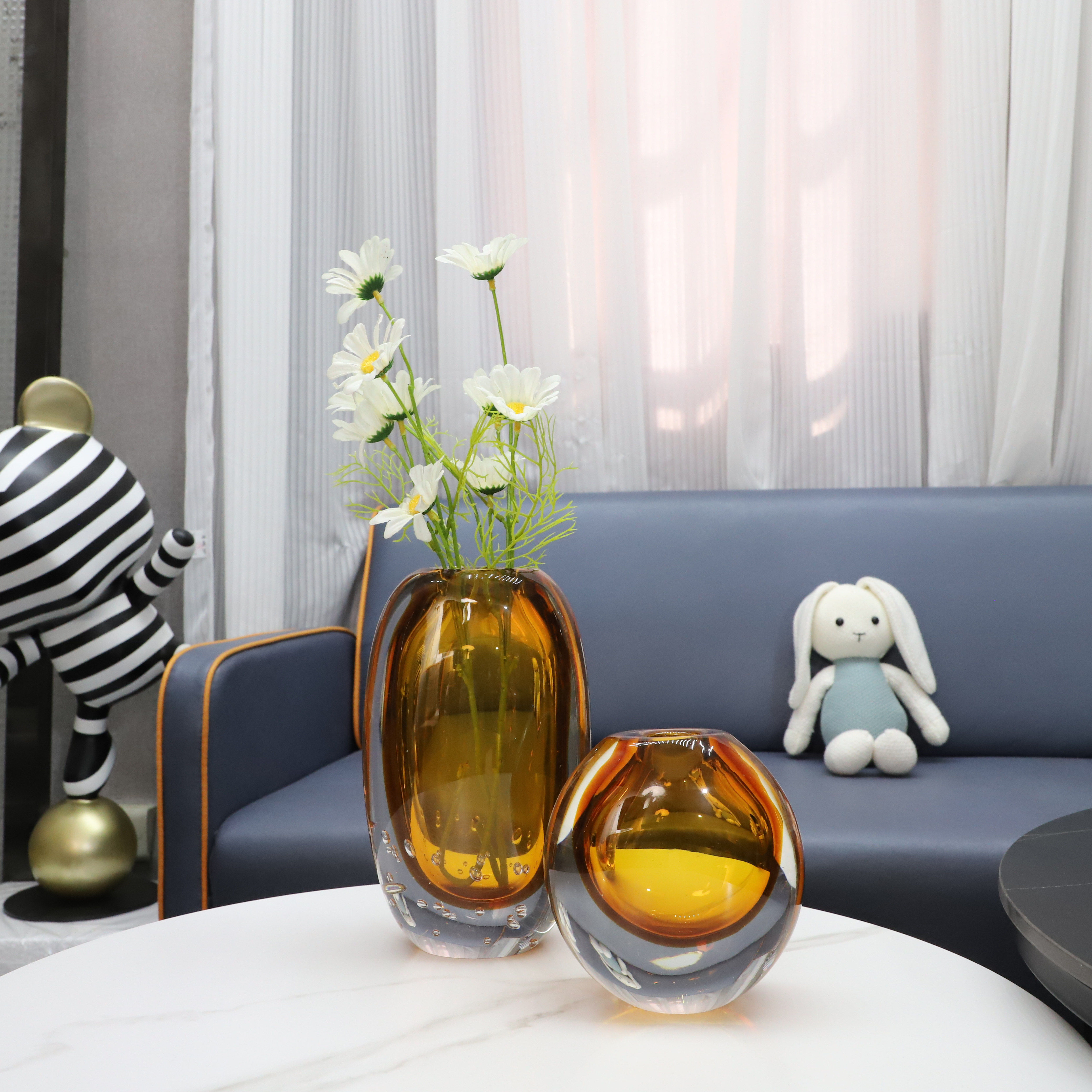 现代简约创意琉璃花器摆件茶几客厅办公室卧室餐厅家居装饰品花瓶