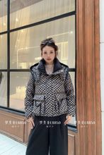 新款千鸟格印花宽松加厚保暖时尚洋气羽绒服