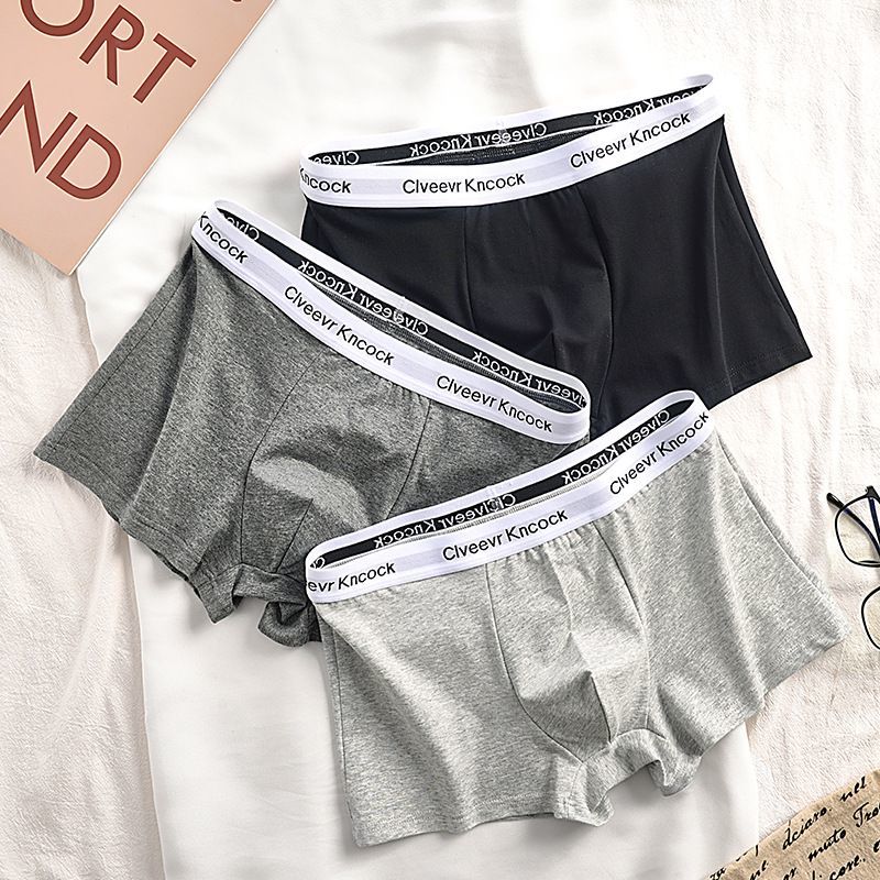 男士内裤潮牌纯棉男裤衩抑菌内裆透气吸汗纯色平角裤男四角裤时尚