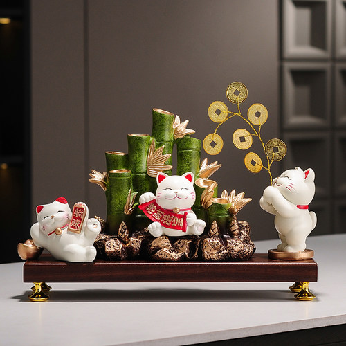 节节高升招财猫发财摆件高档客厅前台办公室玄关装饰开 业乔迁礼