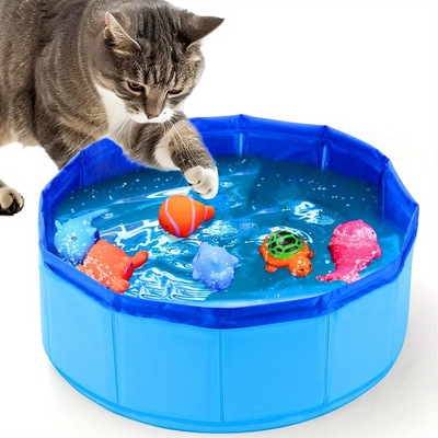 7 Pcs Cat Pool Toys 1 Pcs Bath Basin Portable Cat Pool Toy