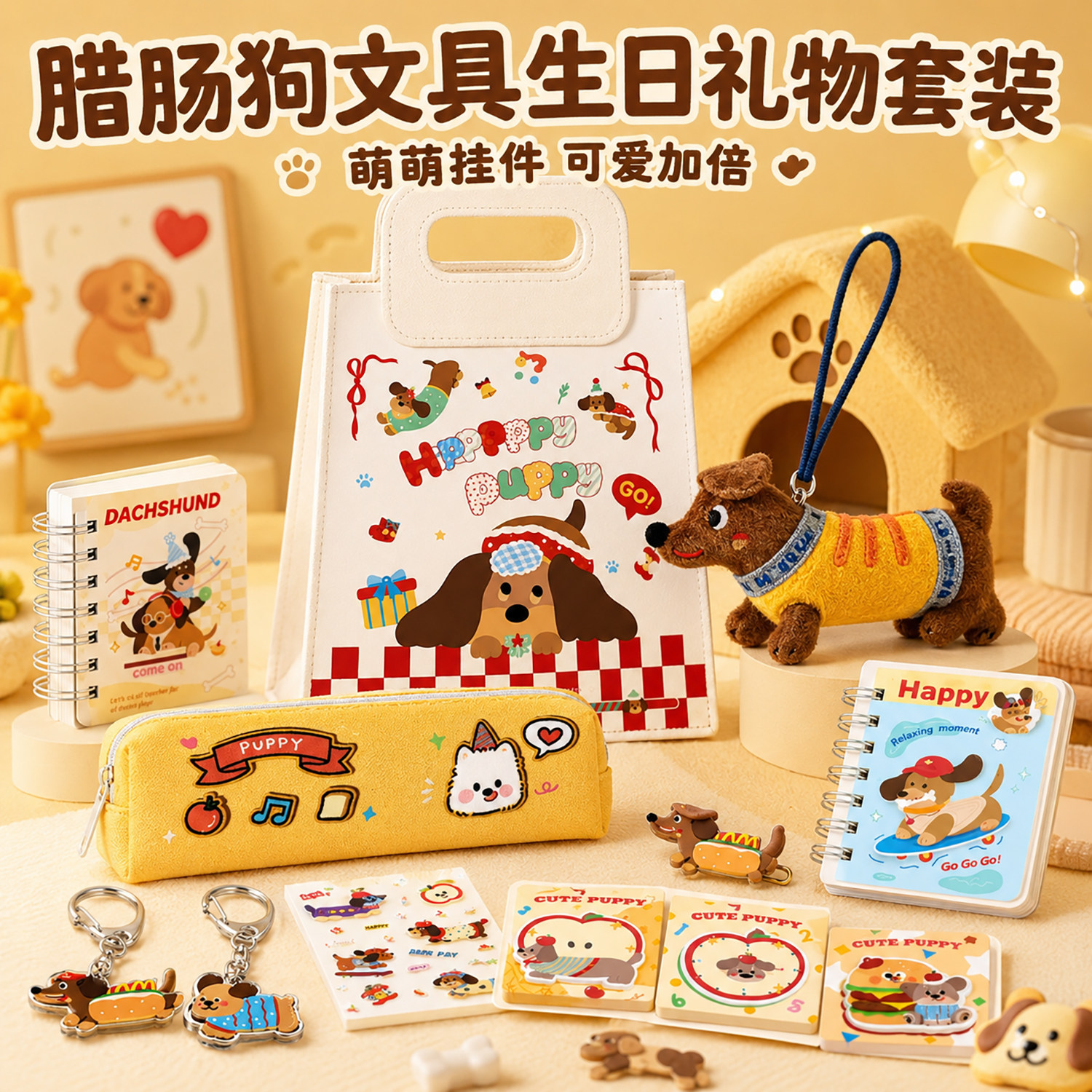 腊肠小狗文具套装礼盒小学生学习用品大全实用型文具用品大礼包幼儿园儿童初中生男女孩通用10岁生日礼物奖励