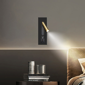 新款 酒店现代简约卧室灯LED嵌入阅读壁灯 床头壁灯带插孔可旋转式