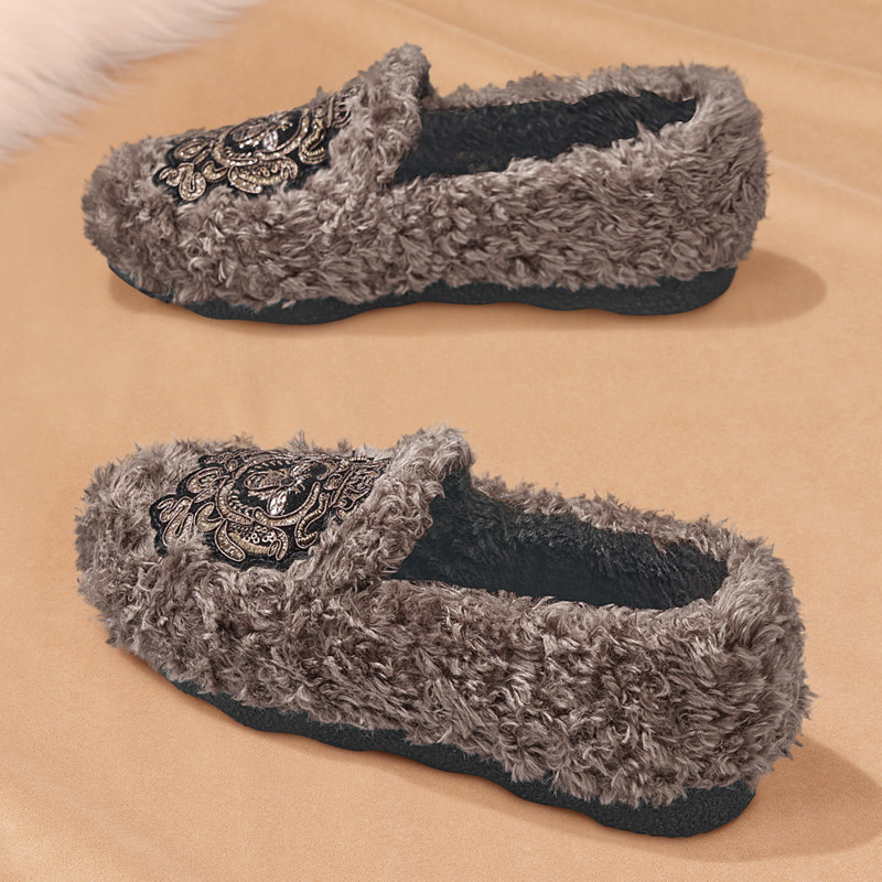 毛毛鞋女秋冬外穿新款加绒保暖2025老北京布鞋防滑一脚蹬豆豆棉鞋,女鞋,传统布鞋,淘宝优惠券,粉丝福利购,淘宝优惠卷