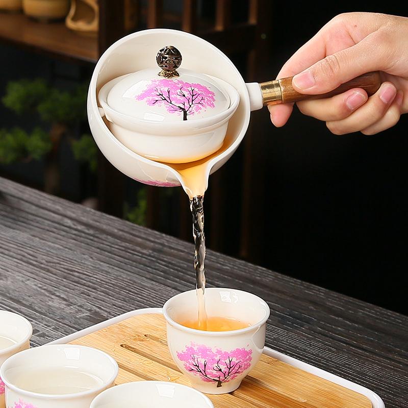 香威尔360旋转逍遥泡茶壶懒人全自动功夫茶具套装家用旅行便携包