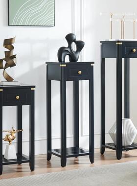 黑色复古花架网红轻奢实木落地式花几组合室内客厅玄关法式中古风