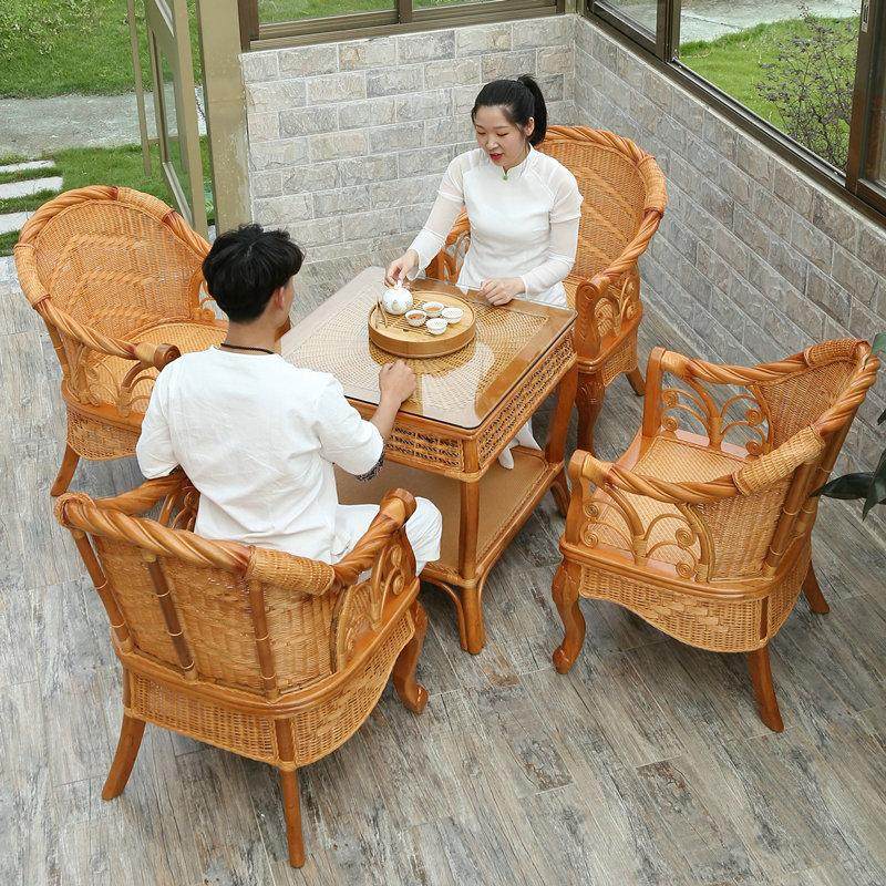 天然真藤椅三件套阳台休闲编腾茶几竹编椅家用滕餐桌椅单人靠背椅,住宅家具,桌椅套件,淘宝优惠券,粉丝福利购,淘宝优惠卷