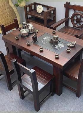 老船木茶桌椅组合纯实木小茶几功夫泡茶台家用一体式新料中式茶台