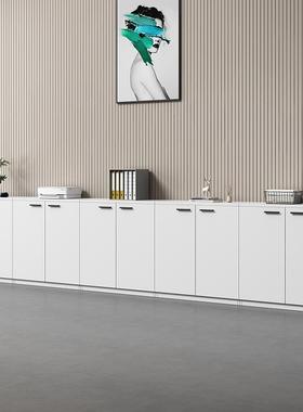 办公室文件柜矮柜简约现代资料柜档案柜木质储物柜靠墙隔断柜白色