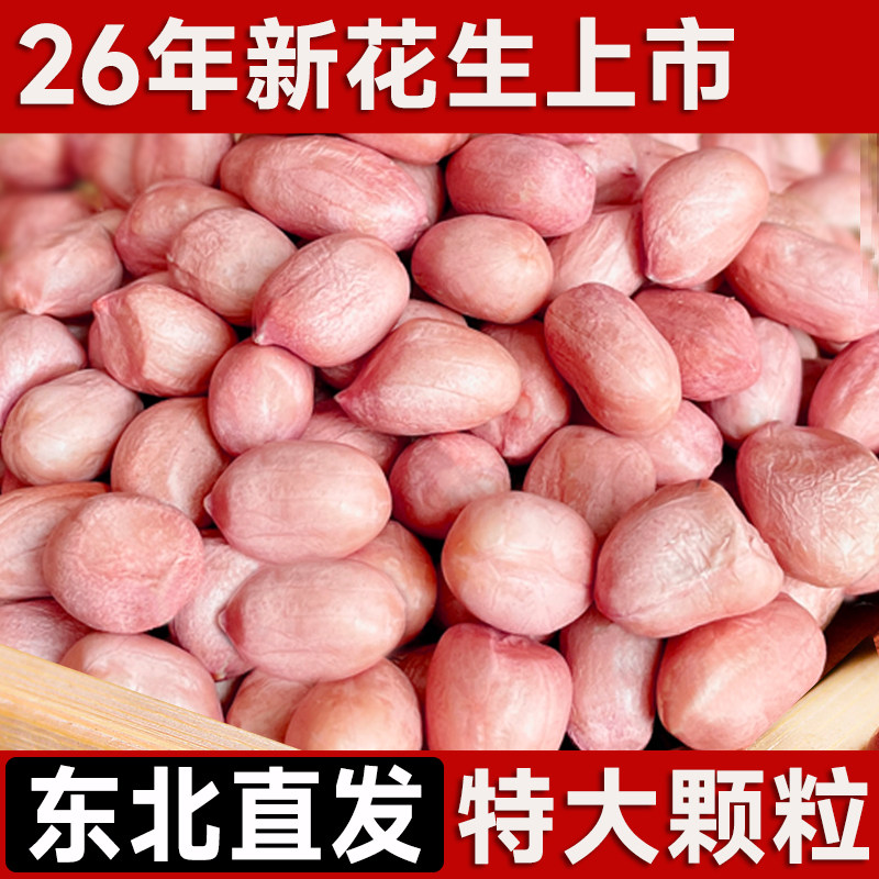 东北白沙花生米26年农家新货不带壳大颗粒新鲜粉皮花生仁散装商用