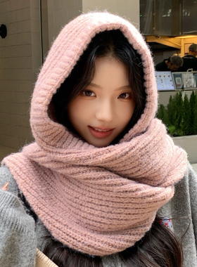 围巾帽子两用保暖防寒