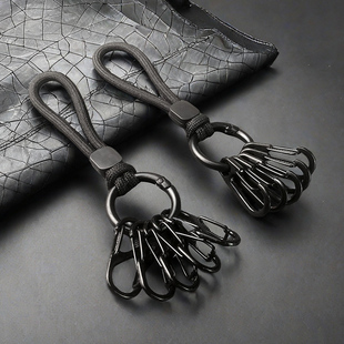 原创小众高级感黑色金属钥匙扣多用途个性DIY锁匙扣挂件腰挂8字扣