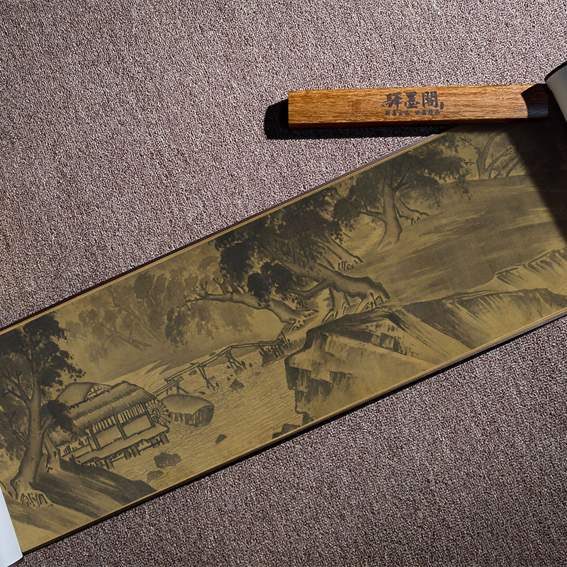 南宋 李唐 清溪渔隐图 经典国画风景山水字画手卷装裱客厅装饰画