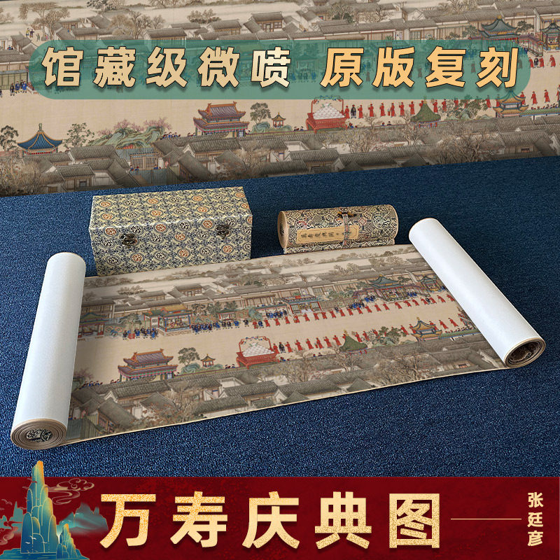 清 张廷彦 崇庆皇太后万寿庆典图人物图长卷手卷装裱收藏送礼国画