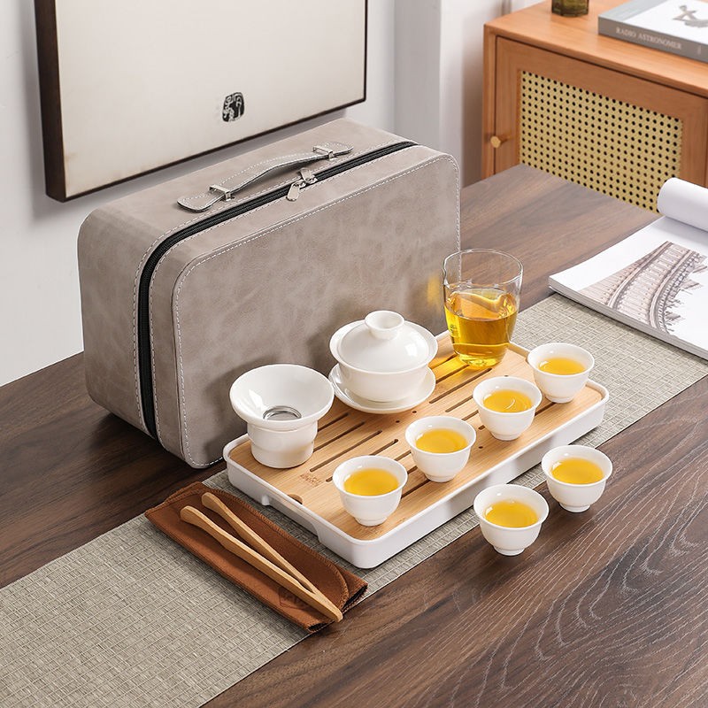 旅行茶具套装羊脂玉户外茶艺