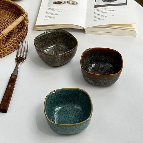 安木良品 外贸出口 日式复古高级感重工窑变陶瓷小碗油盐酱醋味碟