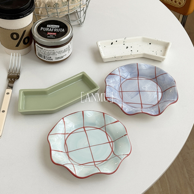 安木良品 出口订单 韩国ins风艺术异形陶瓷酱醋汁甜品零食小碟子