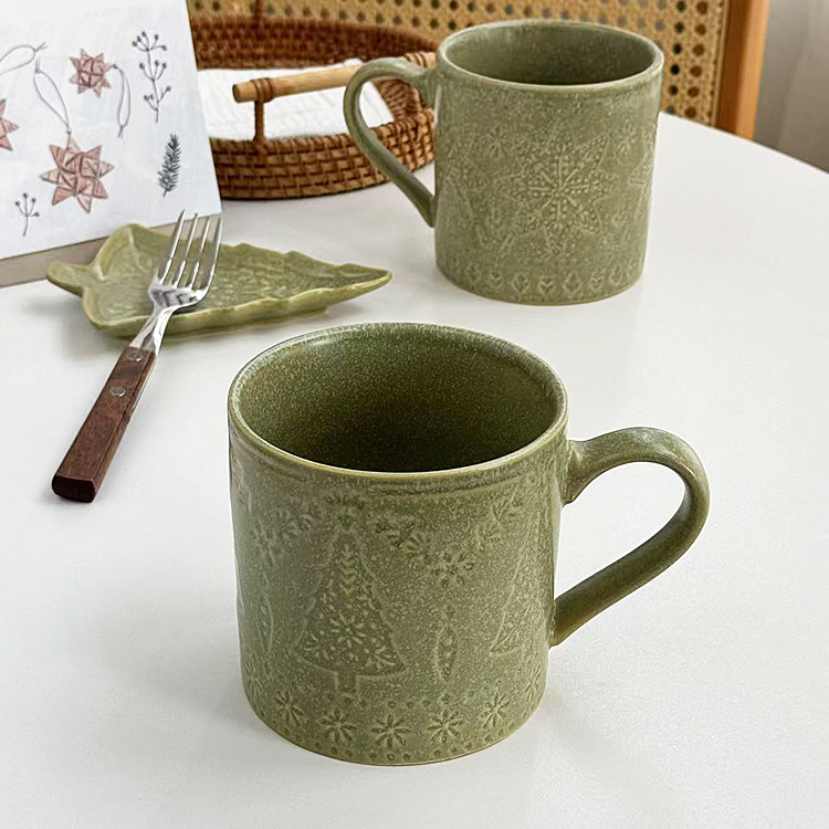 安木良品 出口订单 冬季雪花圣诞树造型节日陶瓷味碟大马克杯,餐饮具,马克杯,淘宝优惠券,粉丝福利购,淘宝优惠卷