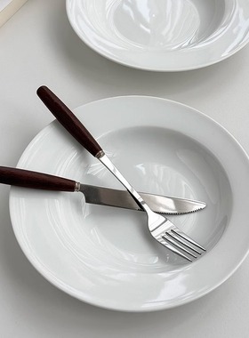 【9.99两个】出口单 法式简约ins高级感冷白陶瓷草帽盘子意面盘