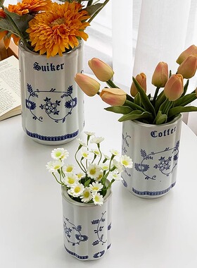 外贸原单陶瓷青花装饰器皿储物罐