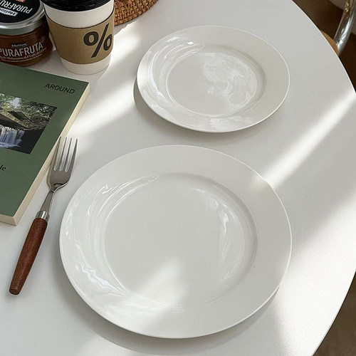安木良品 外贸出口 北欧ins风极简纯白陶瓷通用骨碟点心西餐菜盘