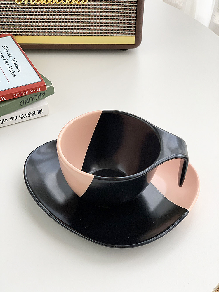 安木良品 出口订单 北欧ins风撞色哑光陶瓷不规则沙拉碗咖啡杯碟