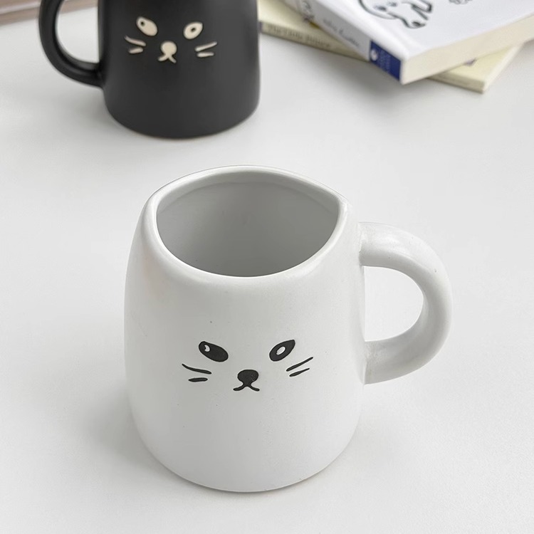 安木良品 外贸原单 日式ins可爱黑白猫咪创意设计陶瓷水杯马克杯