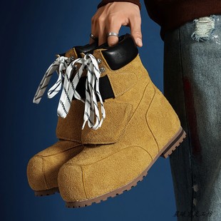 巨可爱 丑萌 2025年秋冬新款 厚底增高魔术贴情侣马丁靴