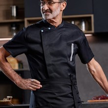跨境酒店厨师工作服短袖餐饮饭店后厨房速干厨师衣服夏季工装定制