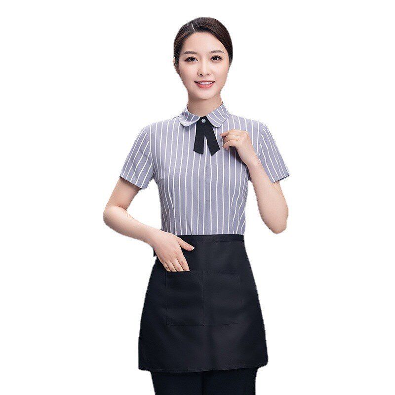 餐饮服务员工作服短袖女中国风饭店餐厅火锅店酒店前台员工春夏装