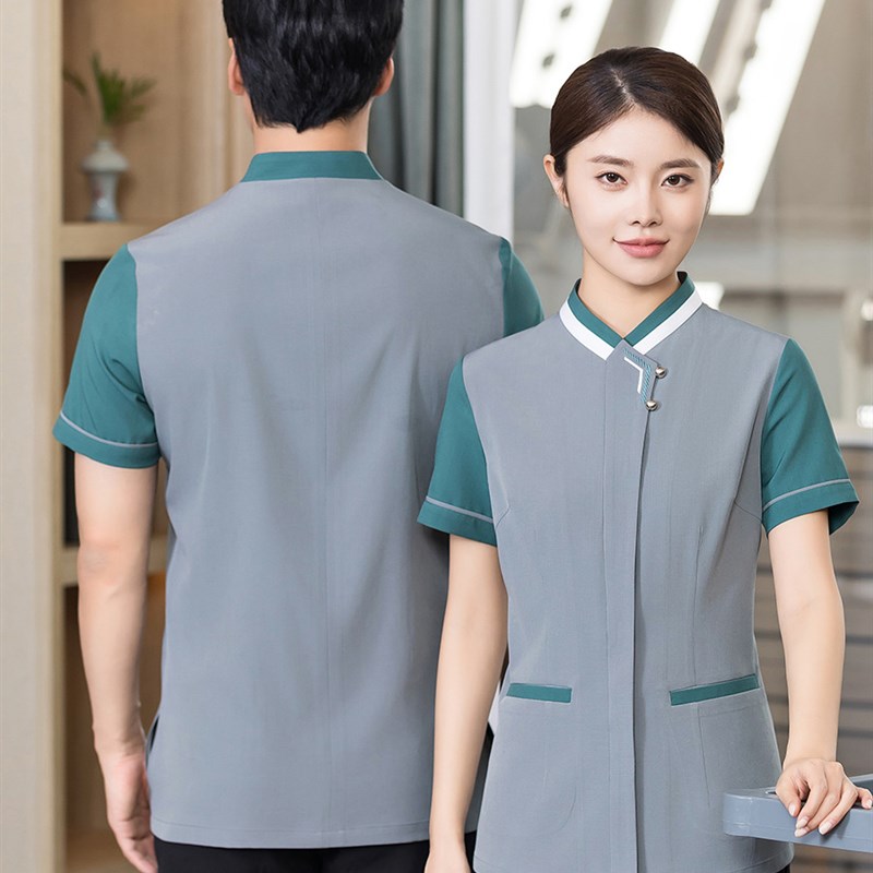 保洁工作服短袖女春夏酒店客房物业家政服务员阿姨餐厅清洁工服装