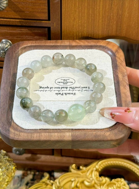 原创天然绿兔毛绿萤石手串女烟雨江南文雅百搭新款直播爆款饰品