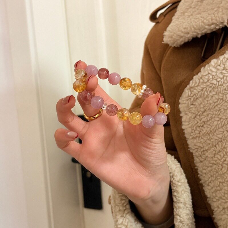 喜至福来天然黄塔晶草莓晶水晶手链女招财转运手串礼物