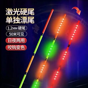 425咬钩变色电子漂尾配件日夜两用通用 1.2mm高亮激光硬尾细丝316