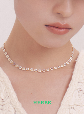 HERBE合璧 白瓷柿蒂纹样项链东方白手工拉丝颈链锁骨链小众时尚女