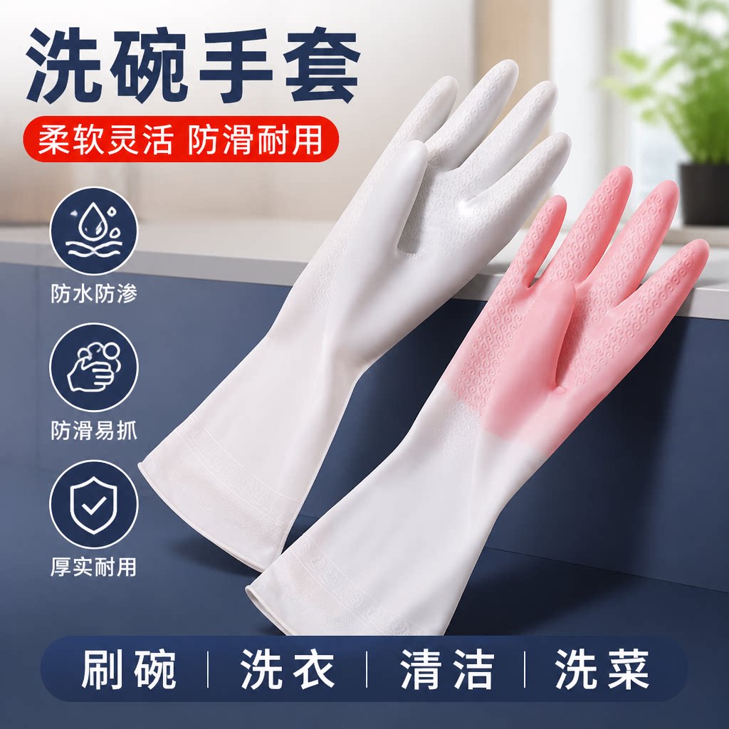 洗碗手套女厨房专用乳胶橡胶耐用
