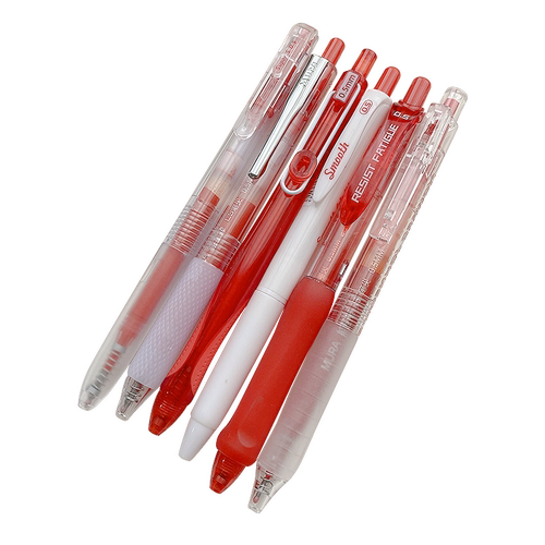 慕乐红笔高颜值红笔套装st笔尖书写顺滑流畅红笔学生做笔记用大容量巨能写红笔老师改试卷用速干不脏手红笔