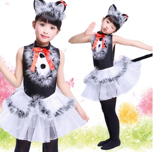 小猫咪儿童演出服波斯猫儿童演出表演服五一小花猫波斯猫演出服饰