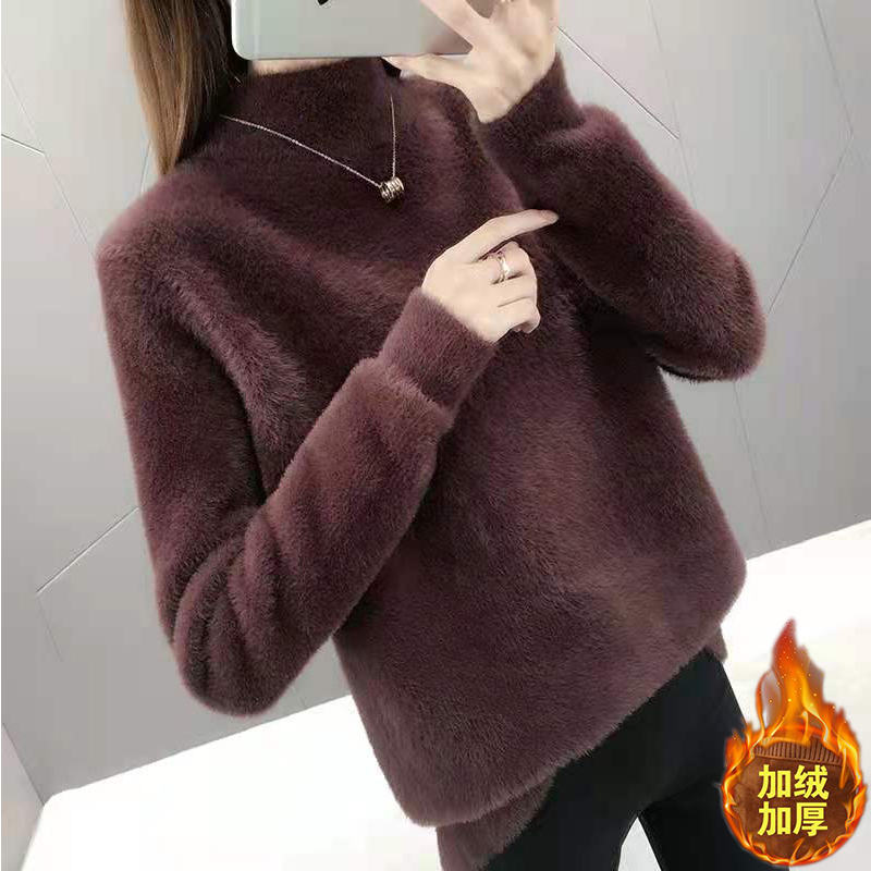 淘宝特价版清仓品牌断码处理加绒法兰绒毛衣大码女装胖mm加厚韩版