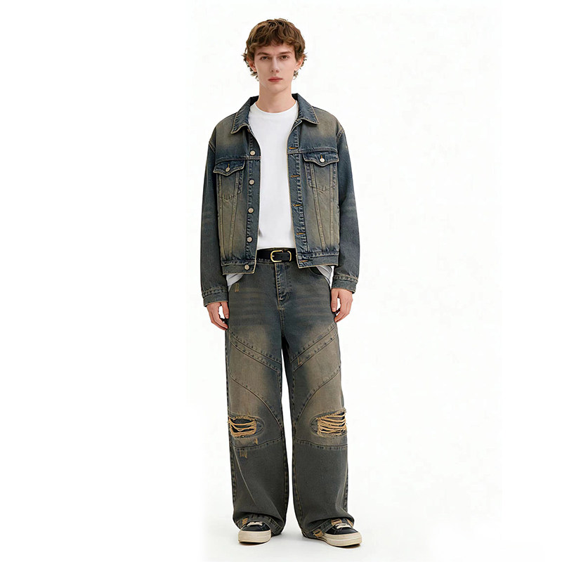 新款美式复古水洗牛仔裤小众