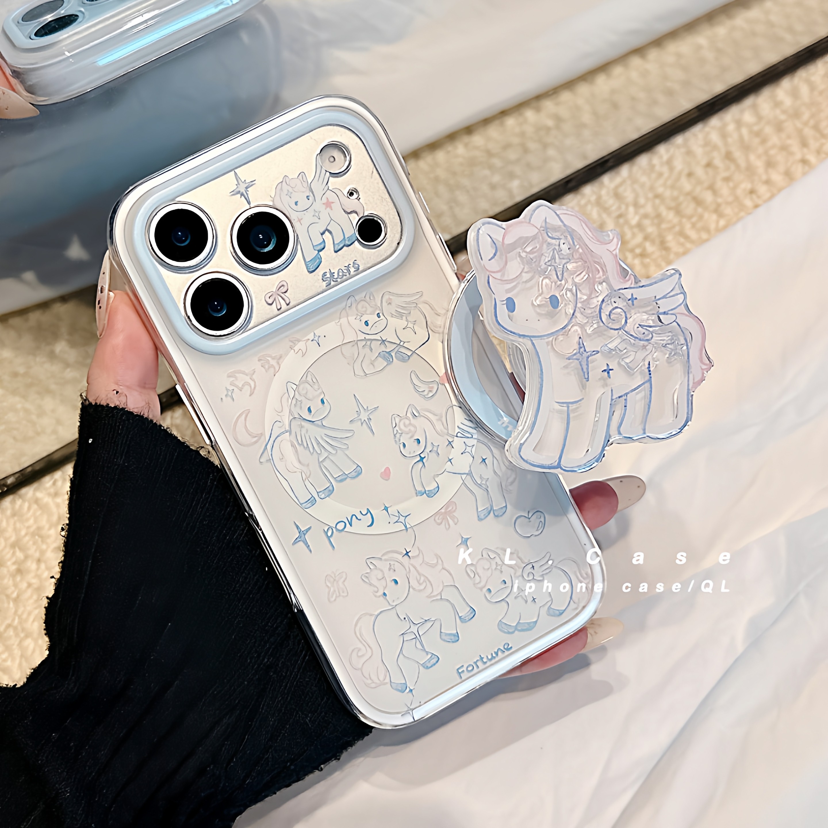 壳侣适用苹果17手机壳iPhone17promax新款16防摔保护套15硅胶14全包13小众高级感二合一超火小马带磁吸支架女