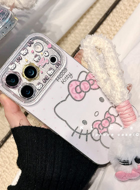 少女心可爱HelloKitty猫适用苹果17手机壳iPhone17promax新款16防摔保护套15硅胶14碎钻边框13高级感链条女软