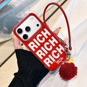 马年红色rich适用苹果17手机壳iPhone17promax新款 16防摔保护套15硅胶14全包13小众高级感新年带挂绳软壳女外