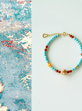 绿松石南红蜜蜡转运手链