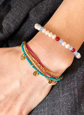 珍珠绿松石高级感手链手绳叠戴